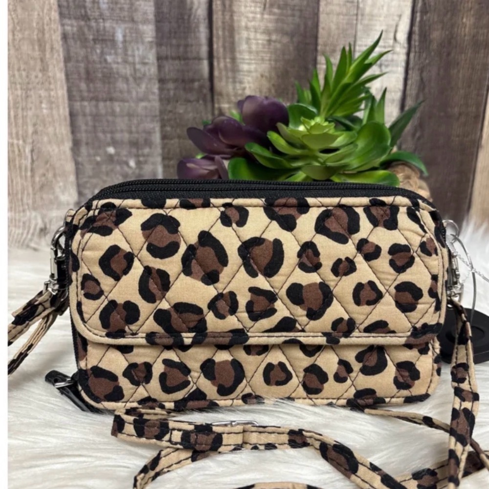 Vera Bradley Leopard print quilted crossbody bag/wristlet